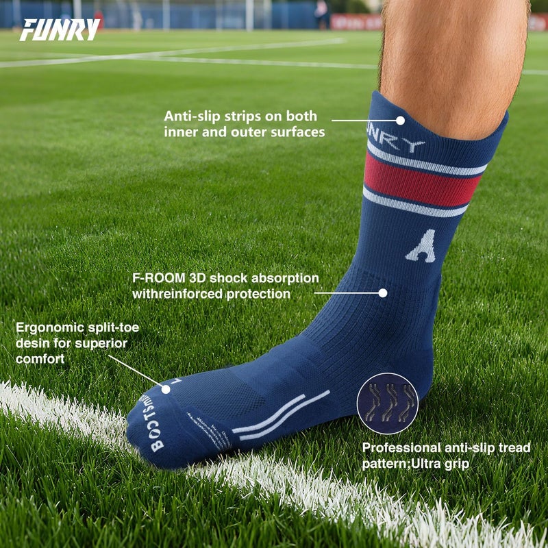 FUNRY Store Club Collection Soccer Grip Socks,Non-Slip Soccer Socks,Comfy Secure Fit For Football Running & Basketball(sizes:7-11) - Image 5